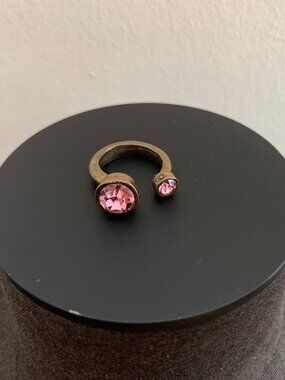 Avant Garde Paris Los Angeles VINTAGE Designer pink crystal bronze copper ring